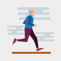 Old man running vector illustration in flat style Royalty Free Stock Photo