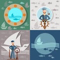 Old man and the sea, sailor, ships, fishing Royalty Free Stock Photo