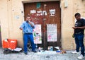 Old man selling typical handicraft pottery in a market in Oaxaca