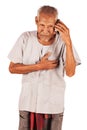 Old man with severe chest pain Royalty Free Stock Photo