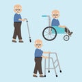 Old man sick and disable. Royalty Free Stock Photo