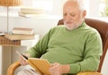 Old Man Sitting At Home Reading