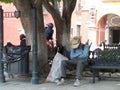 Old man sleeping on park bench Royalty Free Stock Photo