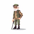 old man soldier vector flat minimalistic isolated illustration