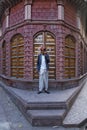 A old man standing in front of haweli of Bikaner Rajasthan