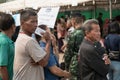 Old man stands in row for Pre-election at Khonkaen, Thailand