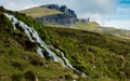 Old Man of Storr from Angel Falls near the banks of Loch Leathan.