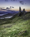 Old man of Storr photographed at twilight.Famous landmark on Isle of Skye, Scotland Royalty Free Stock Photo