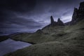 Old man of Storr photographed at twilight.Famous landmark on Isle of Skye, Scotland,UK Royalty Free Stock Photo