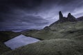 Old Man of Storr photographed at twilight.Famous landmark on Isle of Skye, Scotland,UK Royalty Free Stock Photo