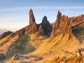 Old Man of Storr rocks with clear sky Isle of Skye Scotland, February morning