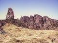 Old Man of Storr rocks with clear sky Isle of Skye Scotland, February morning