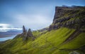 Old man of Storr, Scottish highlands in a cloudy morning, Scotland, UK Royalty Free Stock Photo