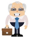 Old man with suitcase, illustration, vector Royalty Free Stock Photo