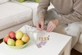 Old man taking medicines Royalty Free Stock Photo