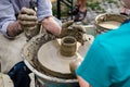 Old man teaching pottery Royalty Free Stock Photo