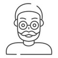 Old man thin line icon. Adult man vector illustration isolated on white. Grandfather outline style design, designed for