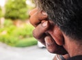 Old man thinking, Close up Royalty Free Stock Photo