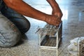 Old man use Mackerel fish for rat trap thai style Royalty Free Stock Photo