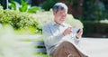 Old man use smart phone Royalty Free Stock Photo