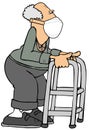 Old man using a walker and wearing a face mask Royalty Free Stock Photo