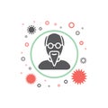 Old man. Virus protection. Vector signs for web graphics Royalty Free Stock Photo
