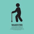 Old Man with Walker Stick Sign Vector Illustration