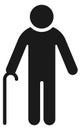 Old man with walking cane black icon. Senior symbol