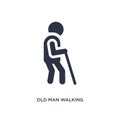 old man walking icon on white background. Simple element illustration from behavior concept Royalty Free Stock Photo