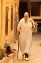 Old man walking in the medina Royalty Free Stock Photo