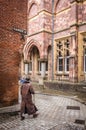 Old man walking in old town Royalty Free Stock Photo