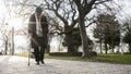 Old man walking in the park Royalty Free Stock Photo