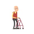 Old man walking with rollator Royalty Free Stock Photo