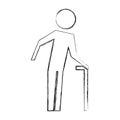 Old man walking stick pictogram image Royalty Free Stock Photo