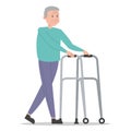 Old man walking using walker vector isolated Royalty Free Stock Photo