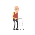 Old man walking with zimmer frame Royalty Free Stock Photo