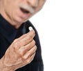 Old man wants to take a pill Royalty Free Stock Photo