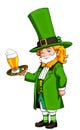 Old man wearing green clothes with beer