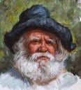 Old man with a white beard painted on canvas Royalty Free Stock Photo