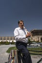 An old man who fluting on Imam Square