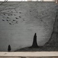 Ethereal Gothic Street Art: A Minimalist Pen Drawing By Edward Gorey