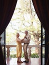 Old man and woman dancing outdoor Royalty Free Stock Photo