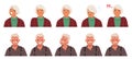 Old Man And Woman Face Expressions And Emotions. Male Or Female Characters Feel Joy, Sorrow, Anger And Confusion Royalty Free Stock Photo