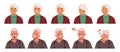 Old Man and Woman Face Expressions And Emotions. Male or Female Characters Feel Joy, Sorrow, And Confusion, Smile Royalty Free Stock Photo