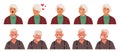 Old Man And Woman Face Expressions And Emotions. Male Or Female Characters Feel Surprise, Joy, Sorrow And Confusion Royalty Free Stock Photo