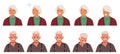 Old Man And Woman Face Expressions And Emotions. Male Or Female Characters Thinking, Feel Joy, Upset And Confusion Royalty Free Stock Photo