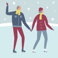 Old man and woman ice skaters Royalty Free Stock Photo