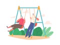 Old Man and Woman Sitting on Swing, Elderly Couple Male and Female Characters Having Fun on Flip-Flap. Grandparents Fun