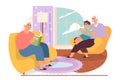 Old man and woman taking care of lttle boy. Grandmother and grandfather Royalty Free Stock Photo