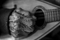 The old Mandolin Player black and white Royalty Free Stock Photo